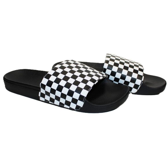Men's Vans Slide-On Sandal Checkerboard Black White Men's Size 13 - Picture 1 of 6